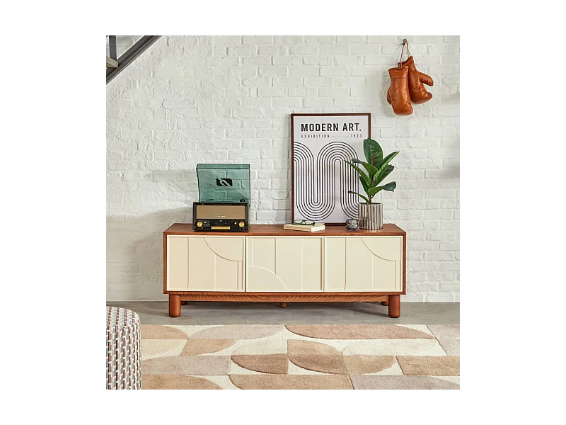 Meuble TV 2 Portes Design "Jilani" 140cm Marron