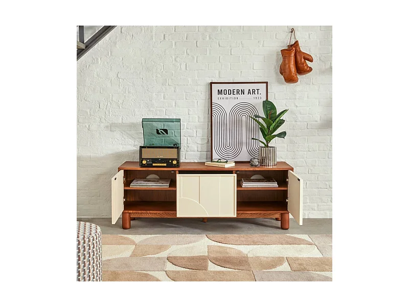 Meuble TV 2 Portes Design "Jilani" 140cm Marron