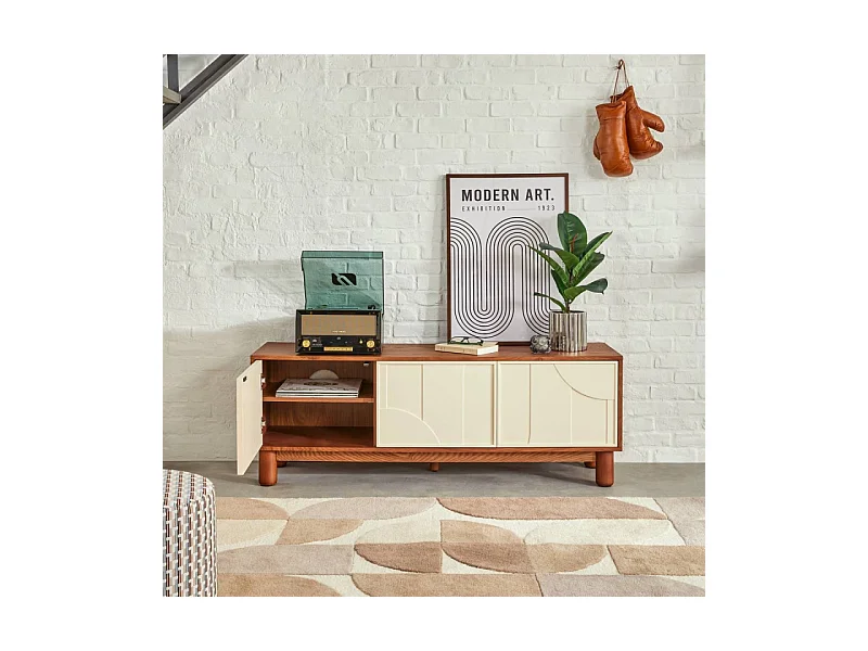 Meuble TV 2 Portes Design "Jilani" 140cm Marron