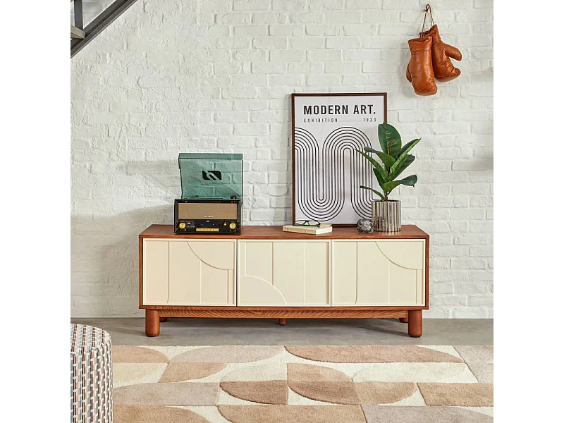 Meuble TV 2 Portes Design "Jilani" 140cm Marron