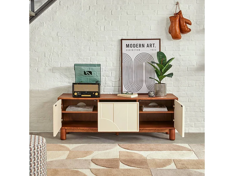 Meuble TV 2 Portes Design "Jilani" 140cm Marron