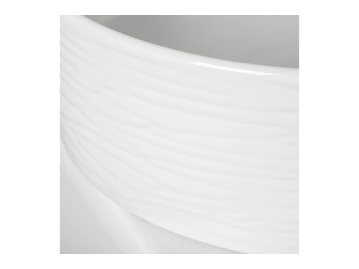 Vasque à poser ronde en céramique PRISMA extérieur rainuré Ø40 cm