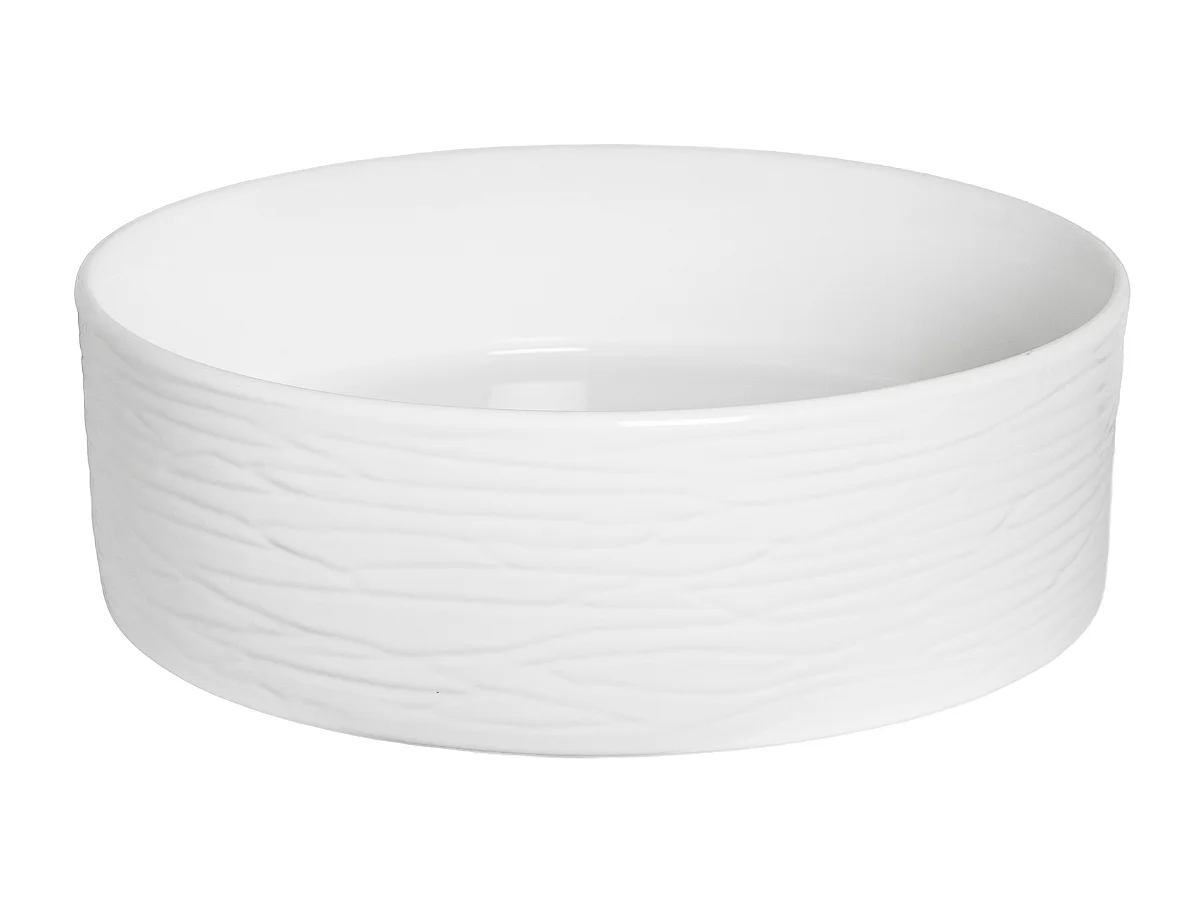 Rundes Aufsatzwaschbecken aus Keramik PRISMA gerillte Außenseite Ø40 cm