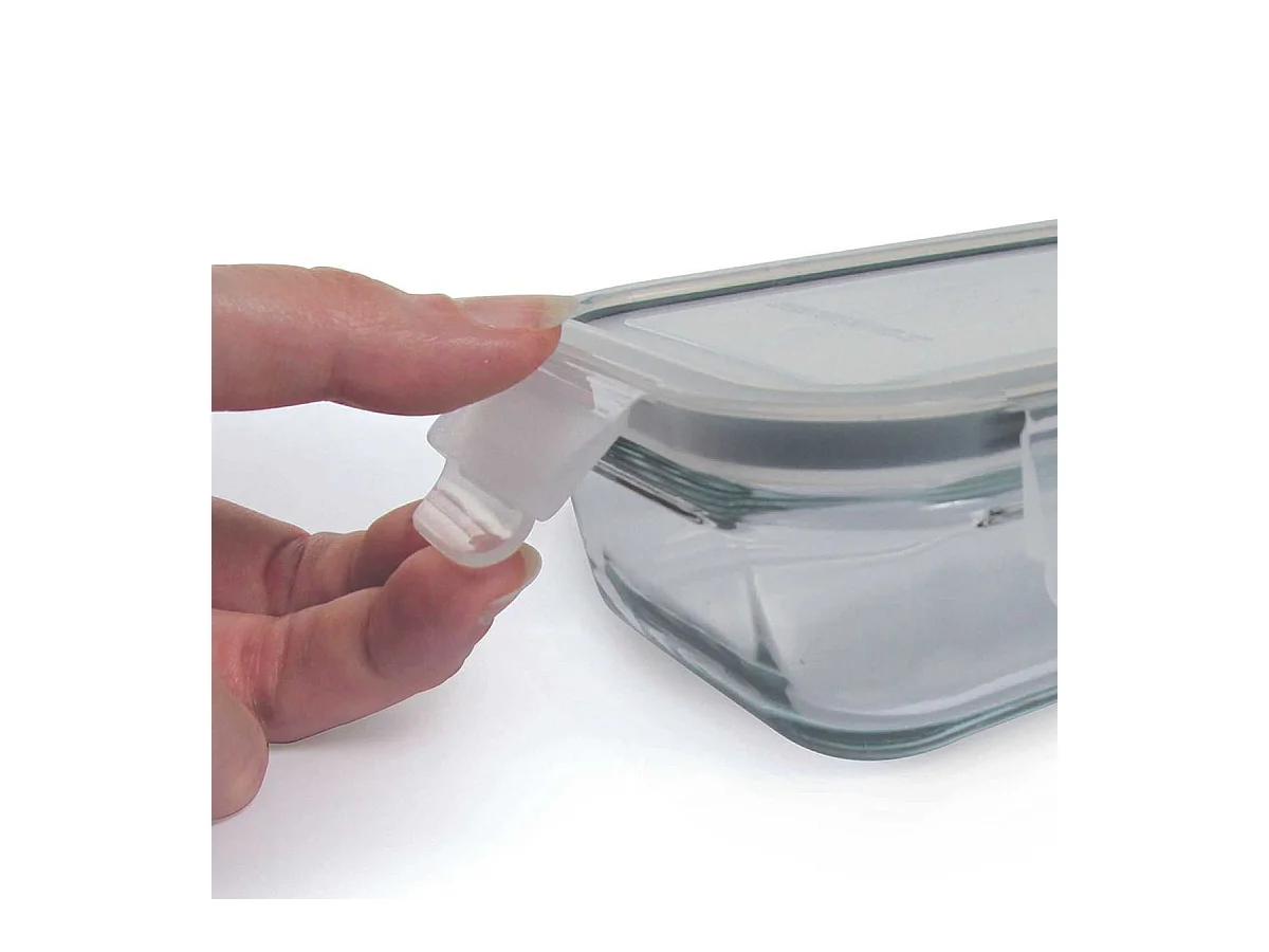 Lot de 3 Plats en Verre avec Couvercles en Plastique Hermétiques - ERNESTO