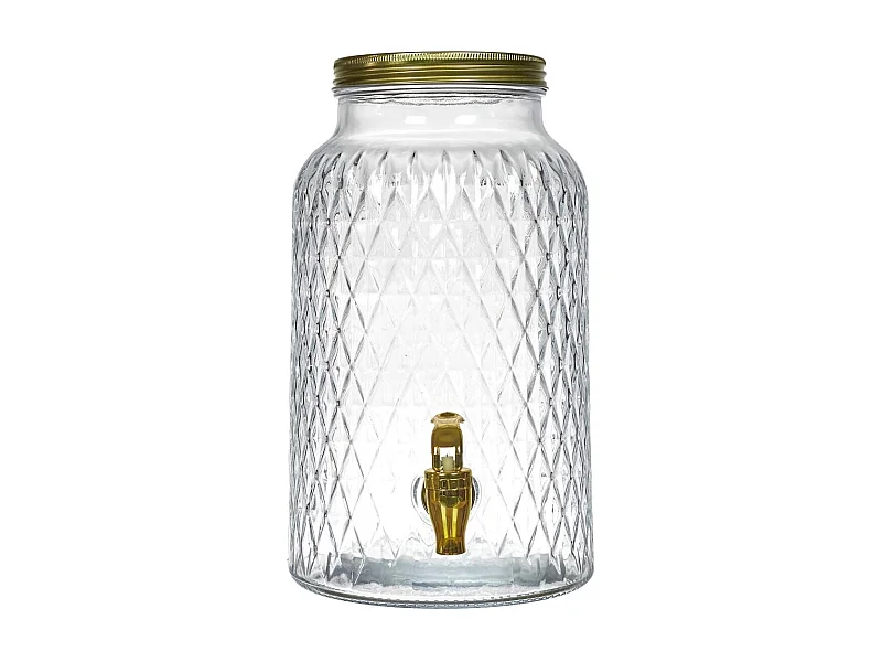 Fontaine à boisson en verre 6L motif diamant avec robinet