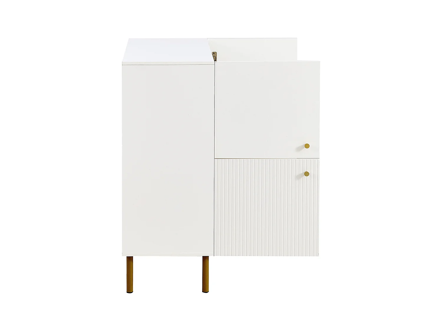 Meuble à chaussures 80x36x90cm - 4 portes - Pieds en métal - MDF - Blanc