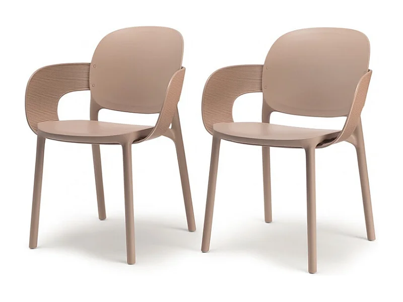 Lot de 2 - Chaise avec accoudoirs outdoor indoor en plastique recyclé HUG