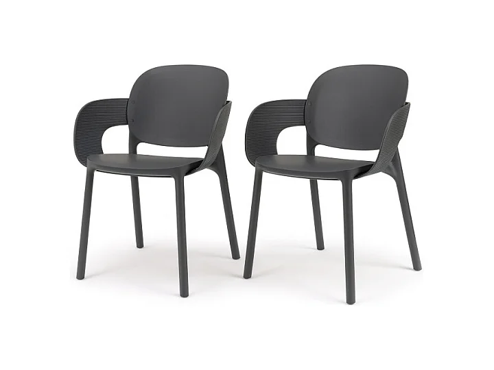 Lot de 2 - Chaise avec accoudoirs outdoor indoor en plastique recyclé HUG