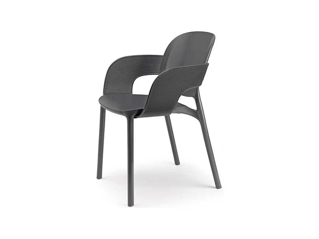 Lot de 2 - Chaise avec accoudoirs outdoor indoor en plastique recyclé HUG