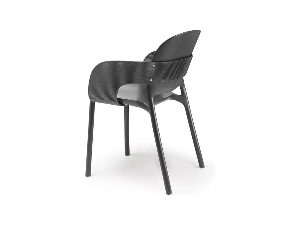 Lot de 2 - Chaise avec accoudoirs outdoor indoor en plastique recyclé HUG