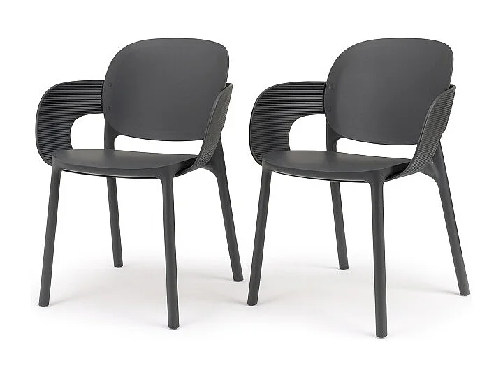Lot de 2 - Chaise avec accoudoirs outdoor indoor en plastique recyclé HUG