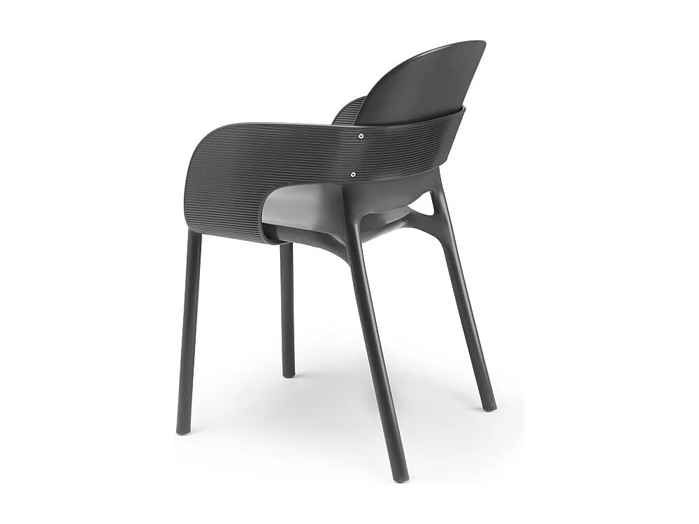 Lot de 2 - Chaise avec accoudoirs outdoor indoor en plastique recyclé HUG