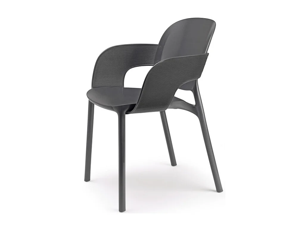 Lot de 2 - Chaise avec accoudoirs outdoor indoor en plastique recyclé HUG