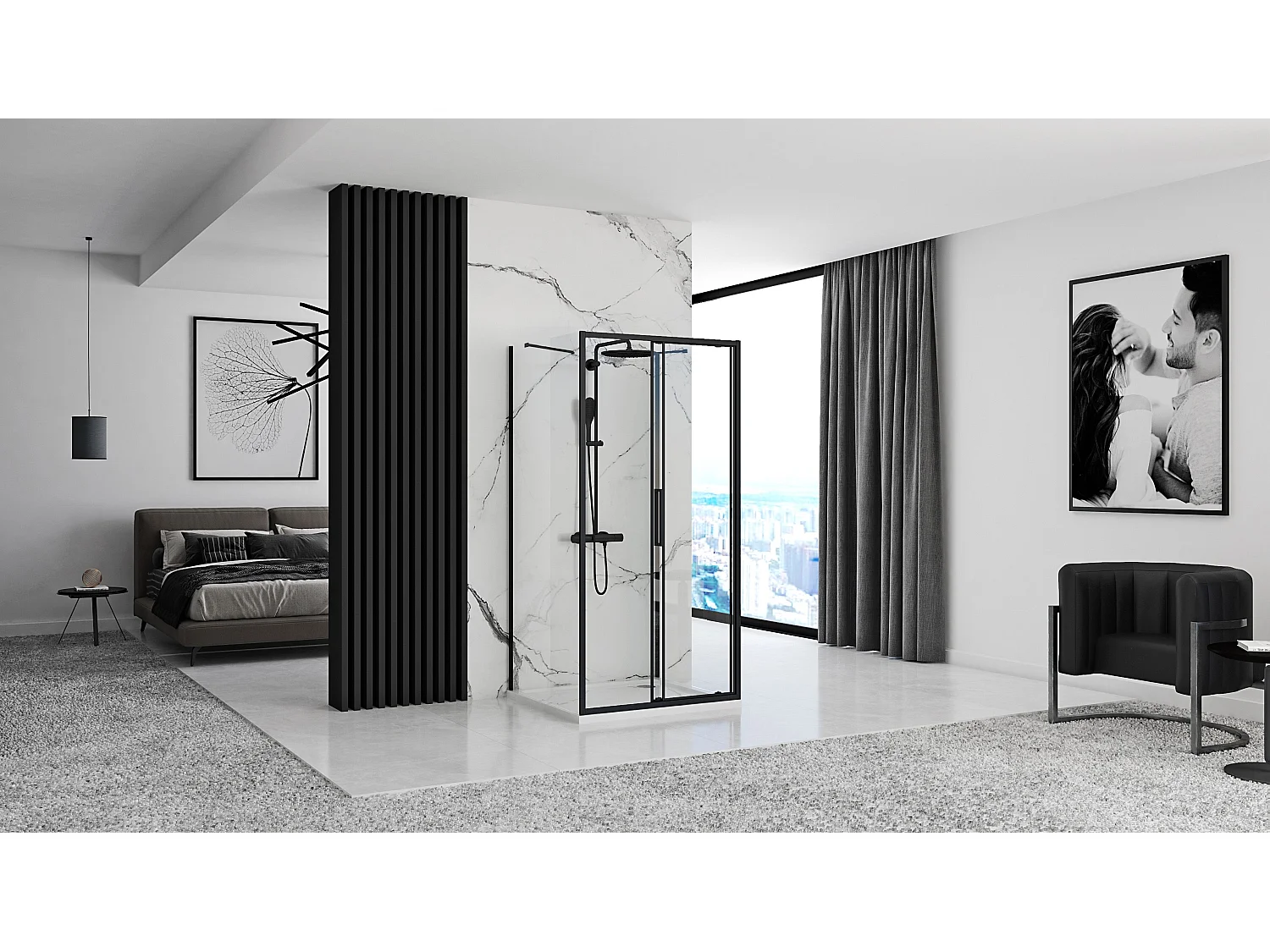 Cabine De Douche Rea Rapid Slide 160x80 Black