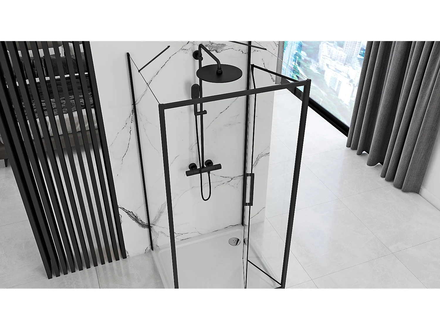 Cabine De Douche Rea Rapid Fold 90x80 Black