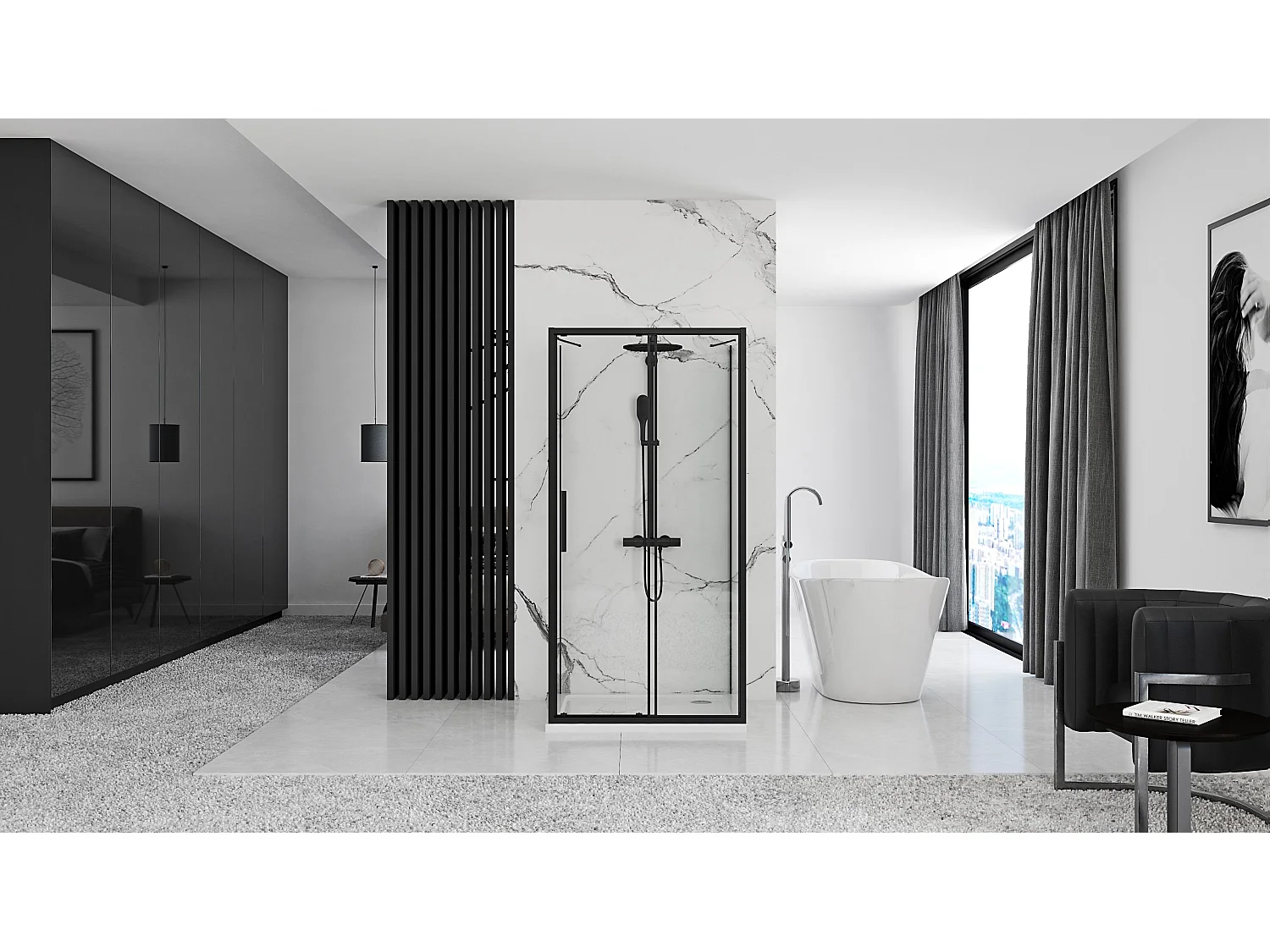 Cabine De Douche Rea Rapid Slide 120x80 Black