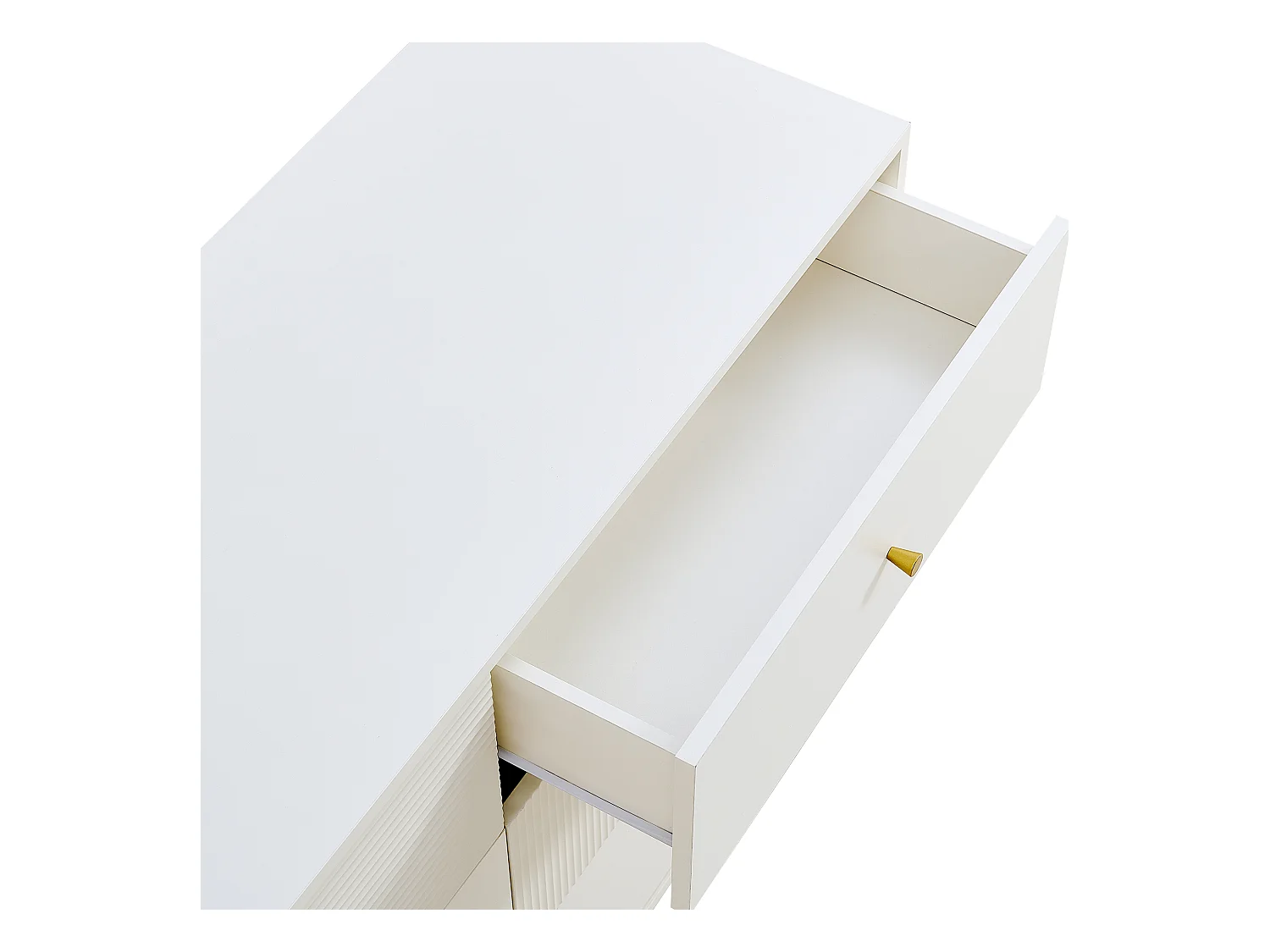 Nowoczesny buffet 120x40x78 cm - 6 szuflad - Nóżki metalowe - MDF - Biały