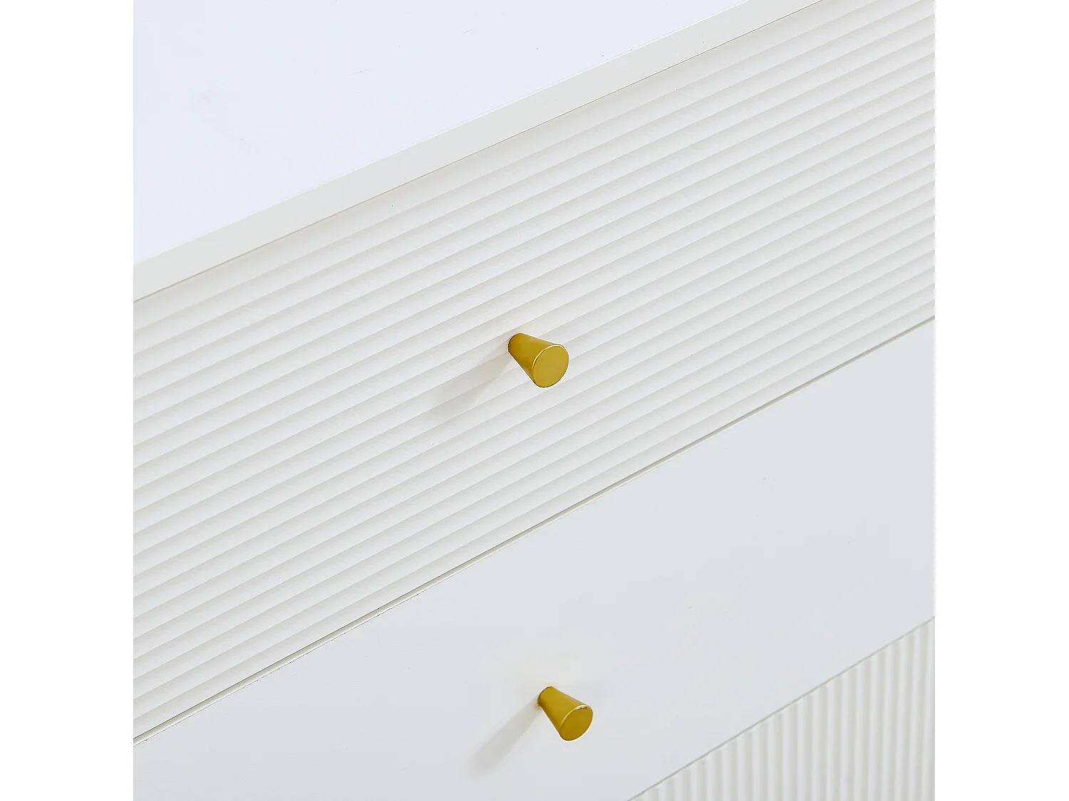 Buffet moderne 120x40x78 cm - 6 tiroirs - Pieds en métal - MDF - Blanc