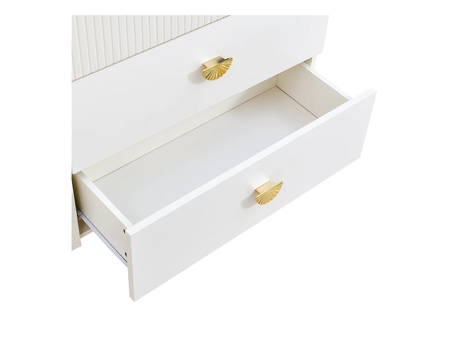 Buffet moderne 120x40x75 cm - avec 6 tiroirs - Pieds en acier - MDF - Blanc