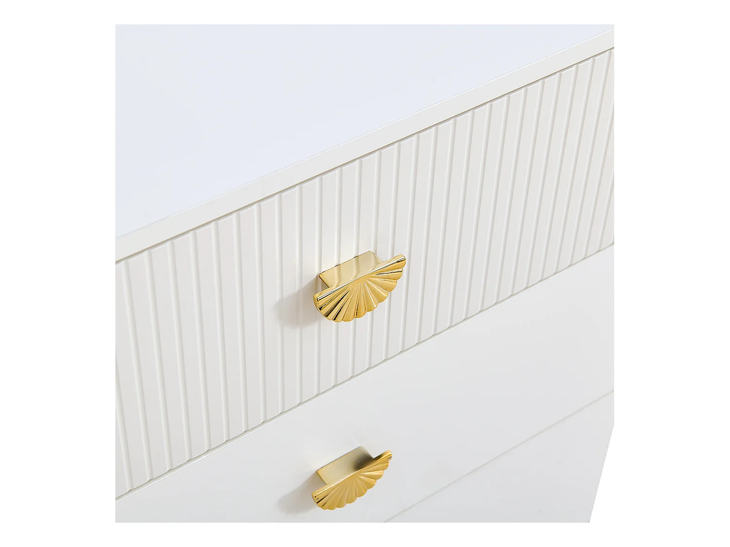 Buffet moderne 120x40x75 cm - avec 6 tiroirs - Pieds en acier - MDF - Blanc