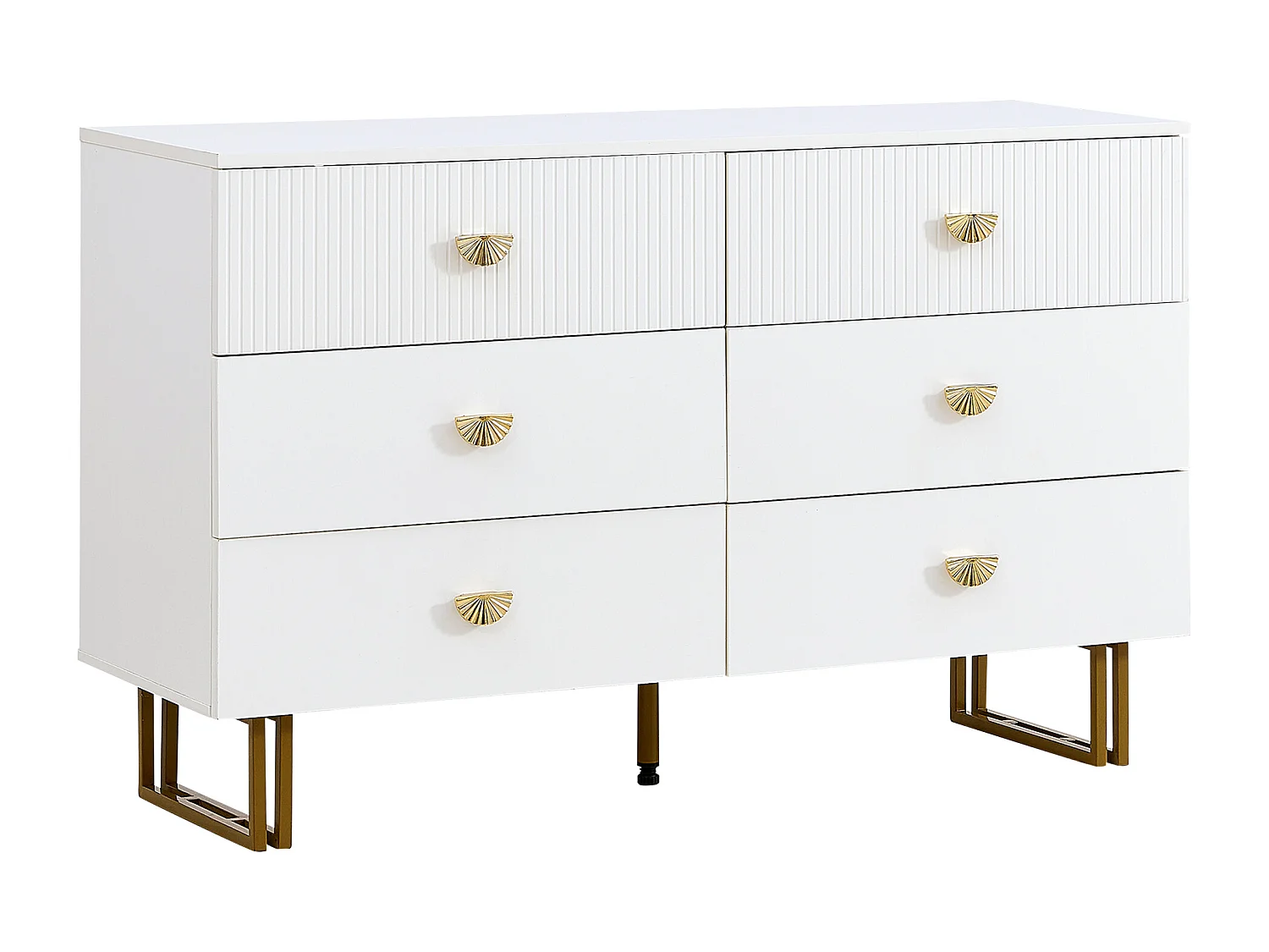 Modernes Buffet 120x40x75 cm - mit 6 Schubladen - Stahlfüße - MDF - Weiß