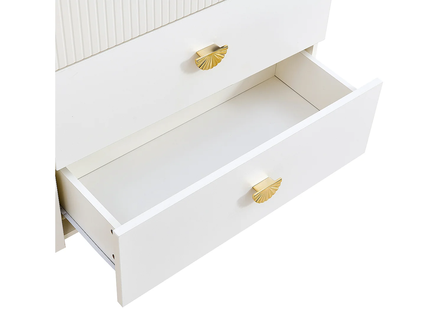 Modernes Buffet 120x40x75 cm - mit 6 Schubladen - Stahlfüße - MDF - Weiß