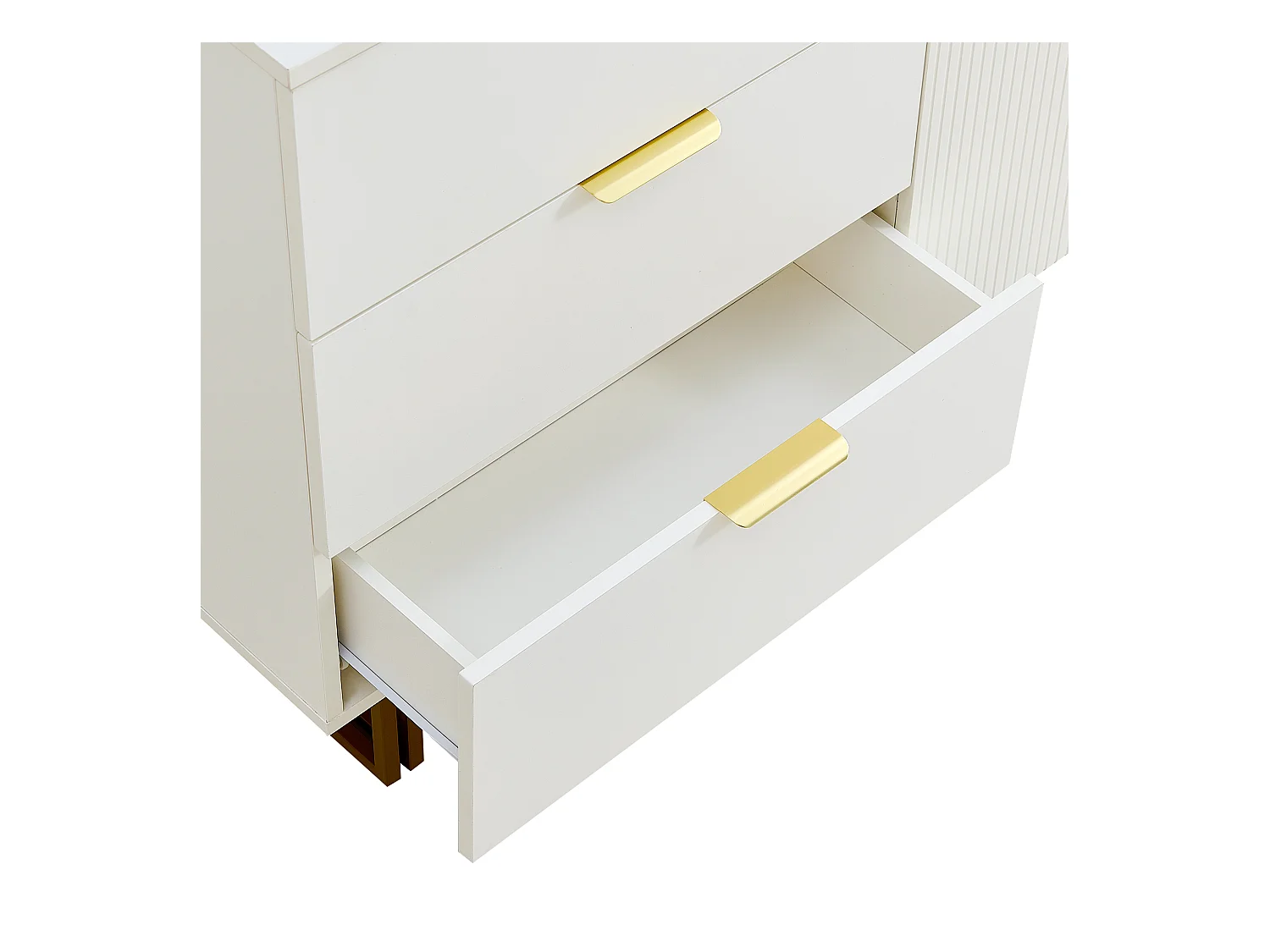 Buffet moderne 160x40x81,5 cm - avec 2 portes 3 tiroirs - Pieds en métal - MDF - Blanc