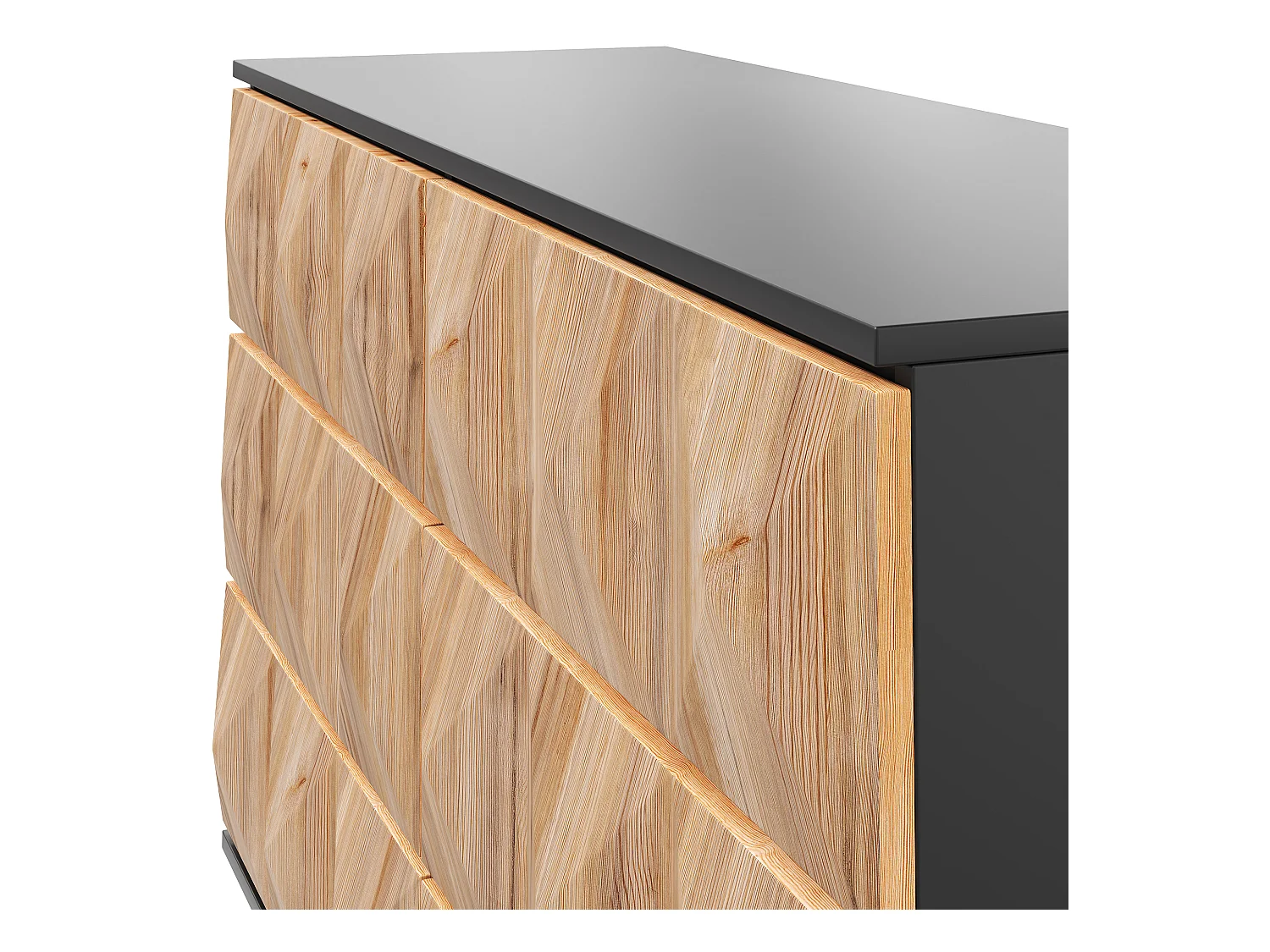 Buffet 120x40x85 cm - 6 tiroirs - Structure en fer - MDF + panneaux de particules - Naturel + Noir