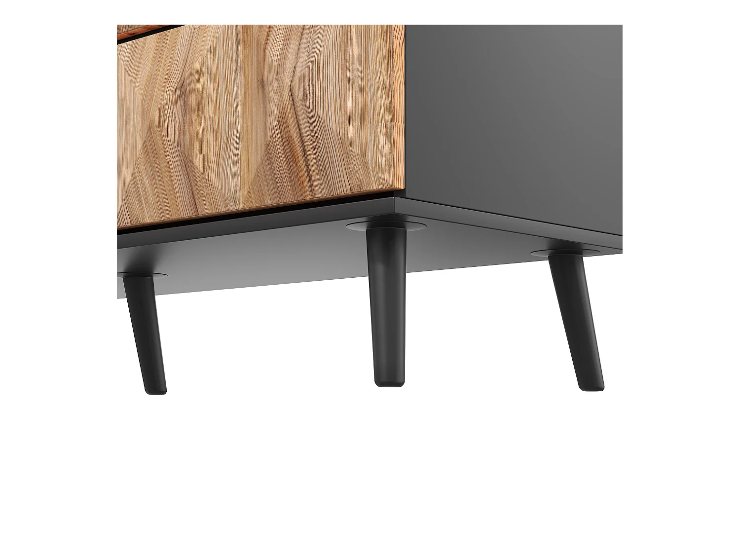 Buffet 120x40x85 cm - 6 tiroirs - Structure en fer - MDF + panneaux de particules - Naturel + Noir