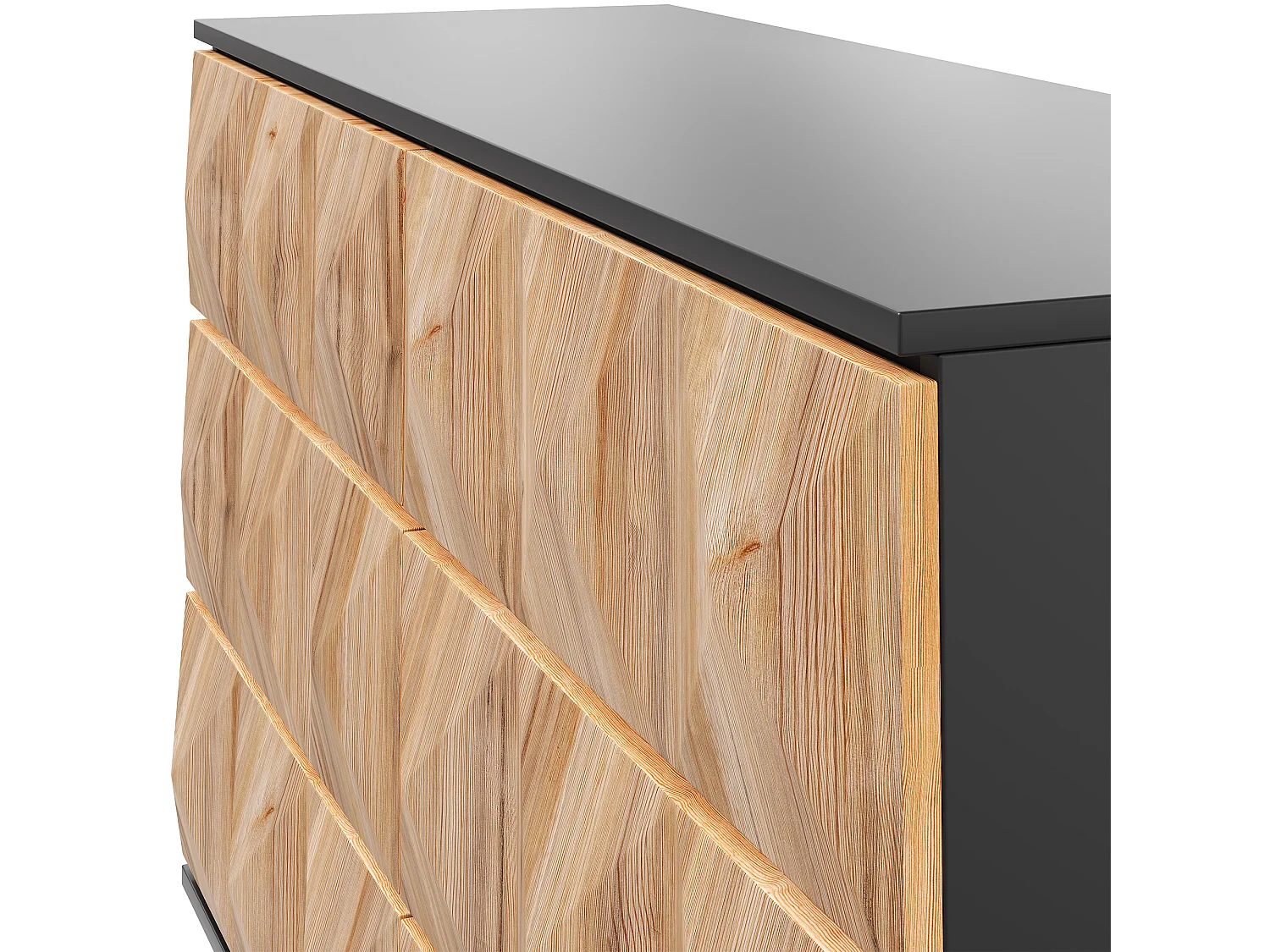 Buffet 120x40x85 cm - 6 tiroirs - Structure en fer - MDF + panneaux de particules - Naturel + Noir