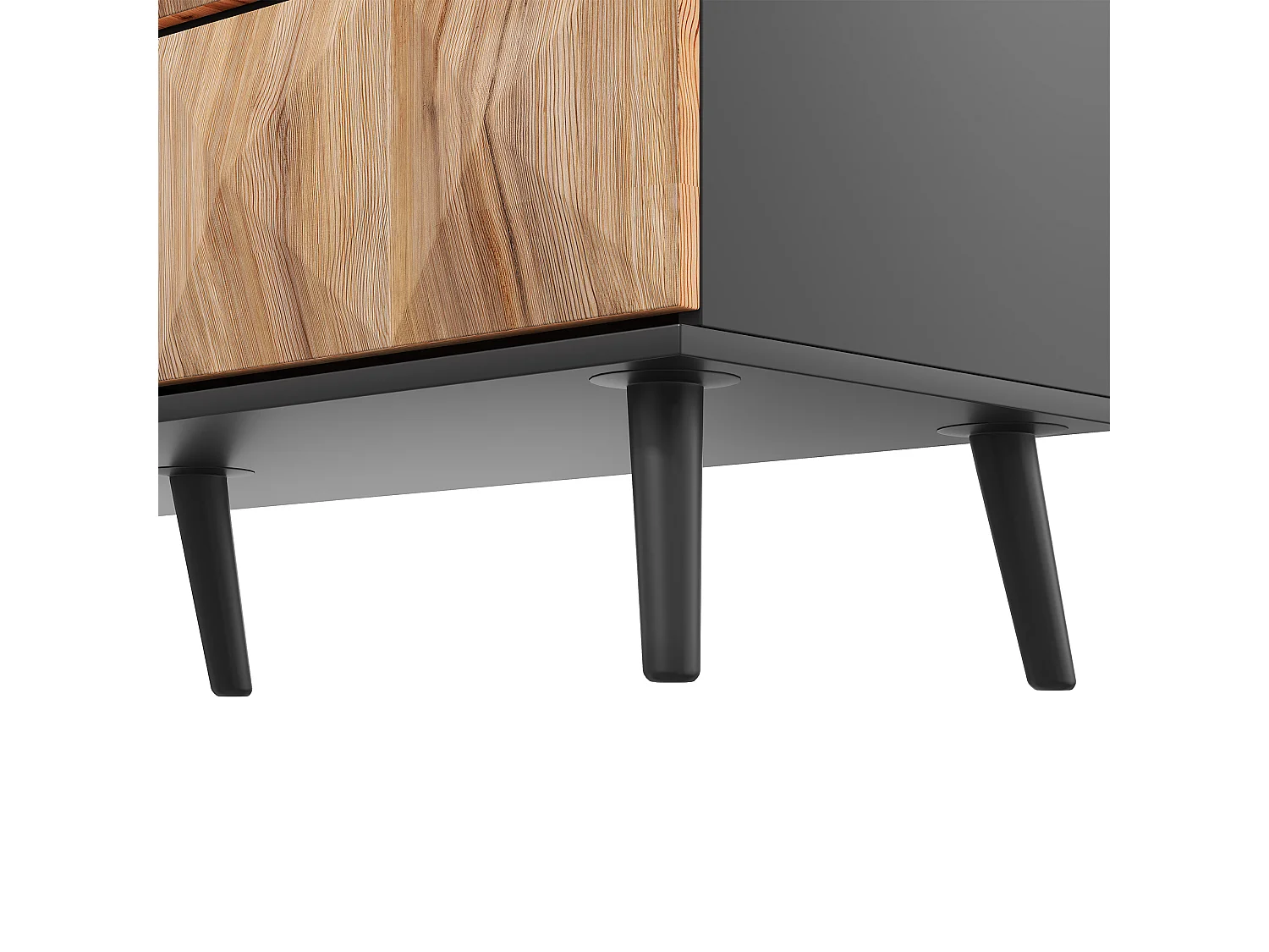 Buffet 120x40x85 cm - 6 tiroirs - Structure en fer - MDF + panneaux de particules - Naturel + Noir