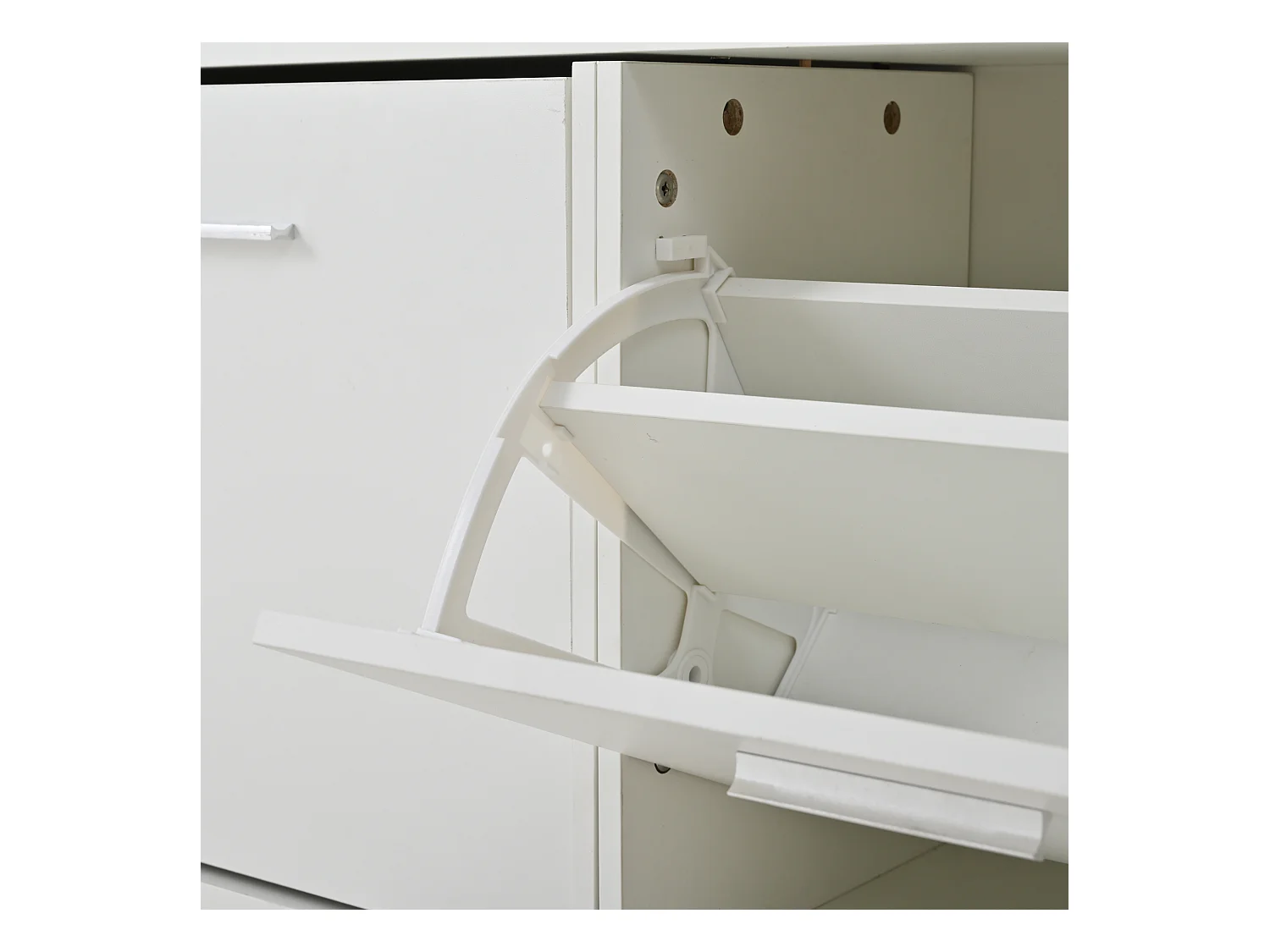 Ensemble vestiaire d'entrée 90x30x41.5 cm - avec 2 porte-manteaux muraux - Meuble à chaussures - avec miroir et 6 crochets - Blanc