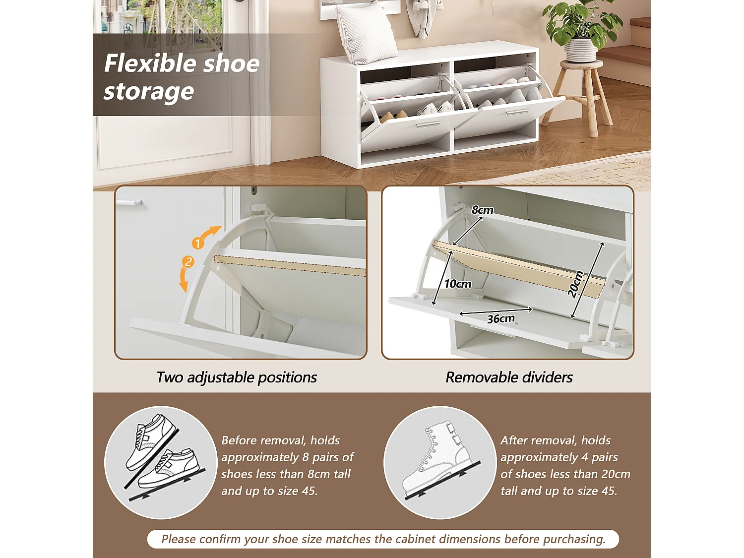 Set guardaroba d'ingresso 90x30x41.5 cm - con 2 appendiabiti da parete - Mobile per scarpe - con specchio e 6 ganci - Bianco