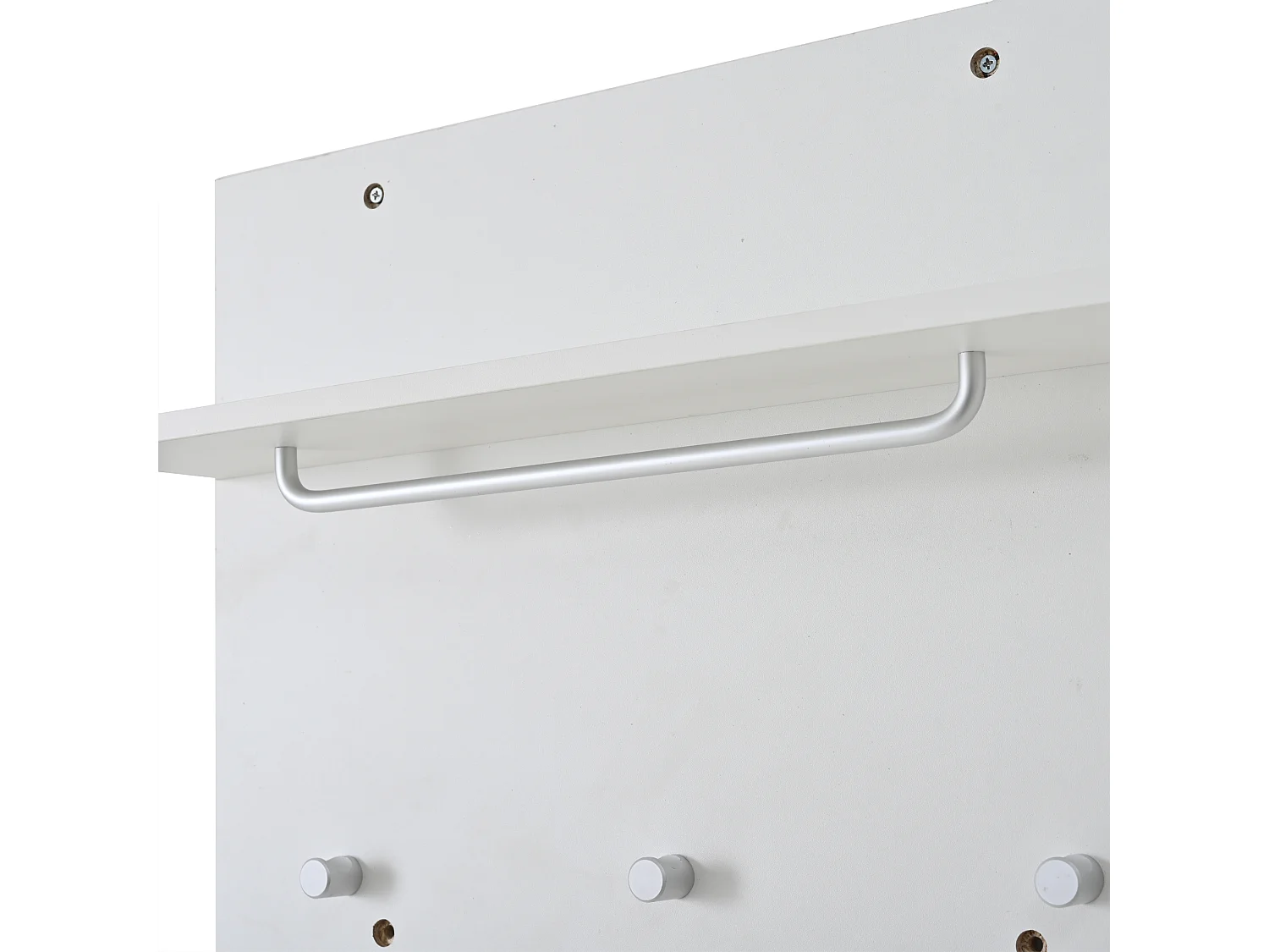 Set guardaroba d'ingresso 90x30x41.5 cm - con 2 appendiabiti da parete - Mobile per scarpe - con specchio e 6 ganci - Bianco