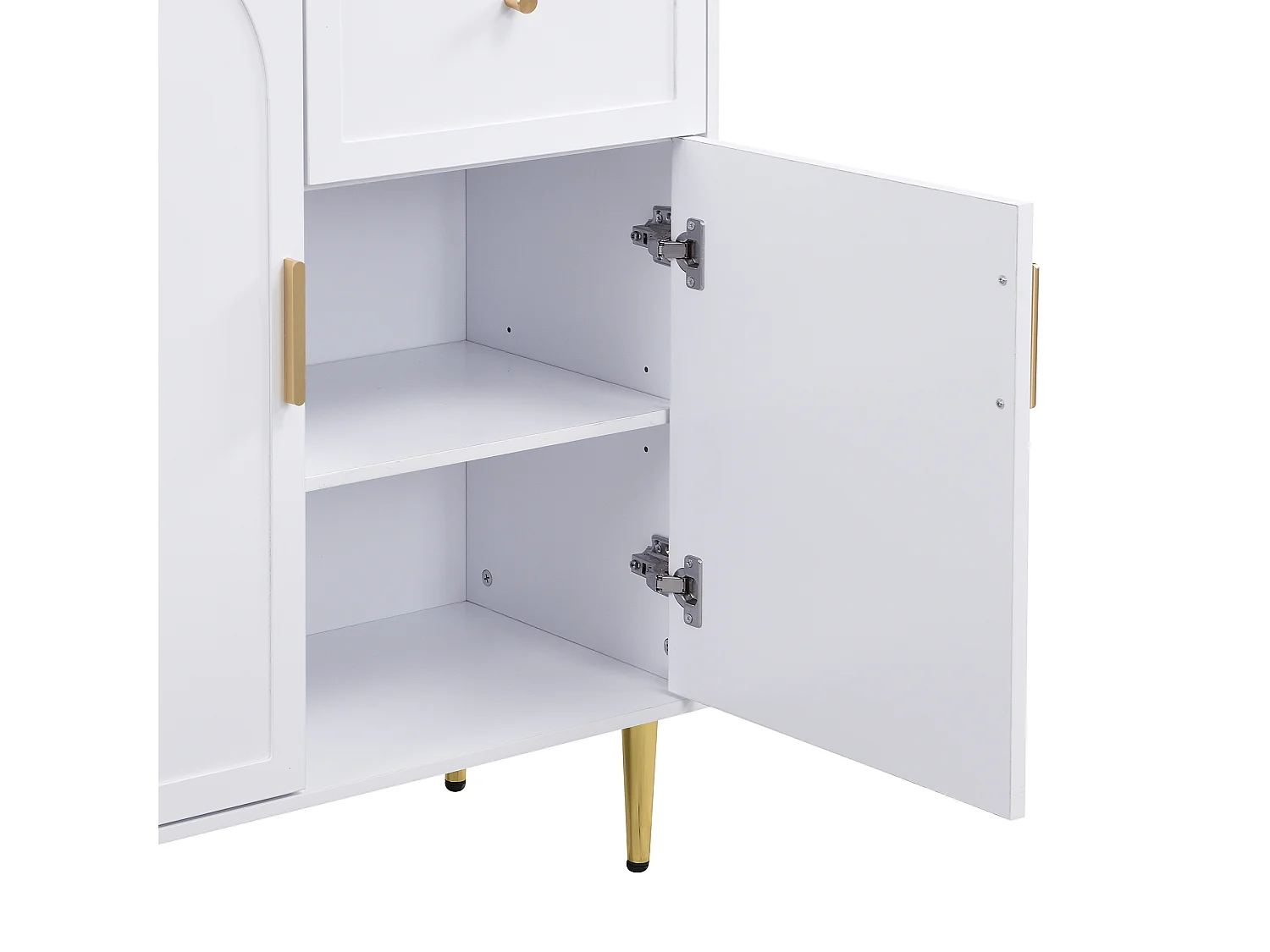 Garderobenset für den Eingangsbereich 80x35x175.5 cm - 2 Türen und 1 Schublade - mit 3 Haken - Verstellbare Regale - MDF - Weiß