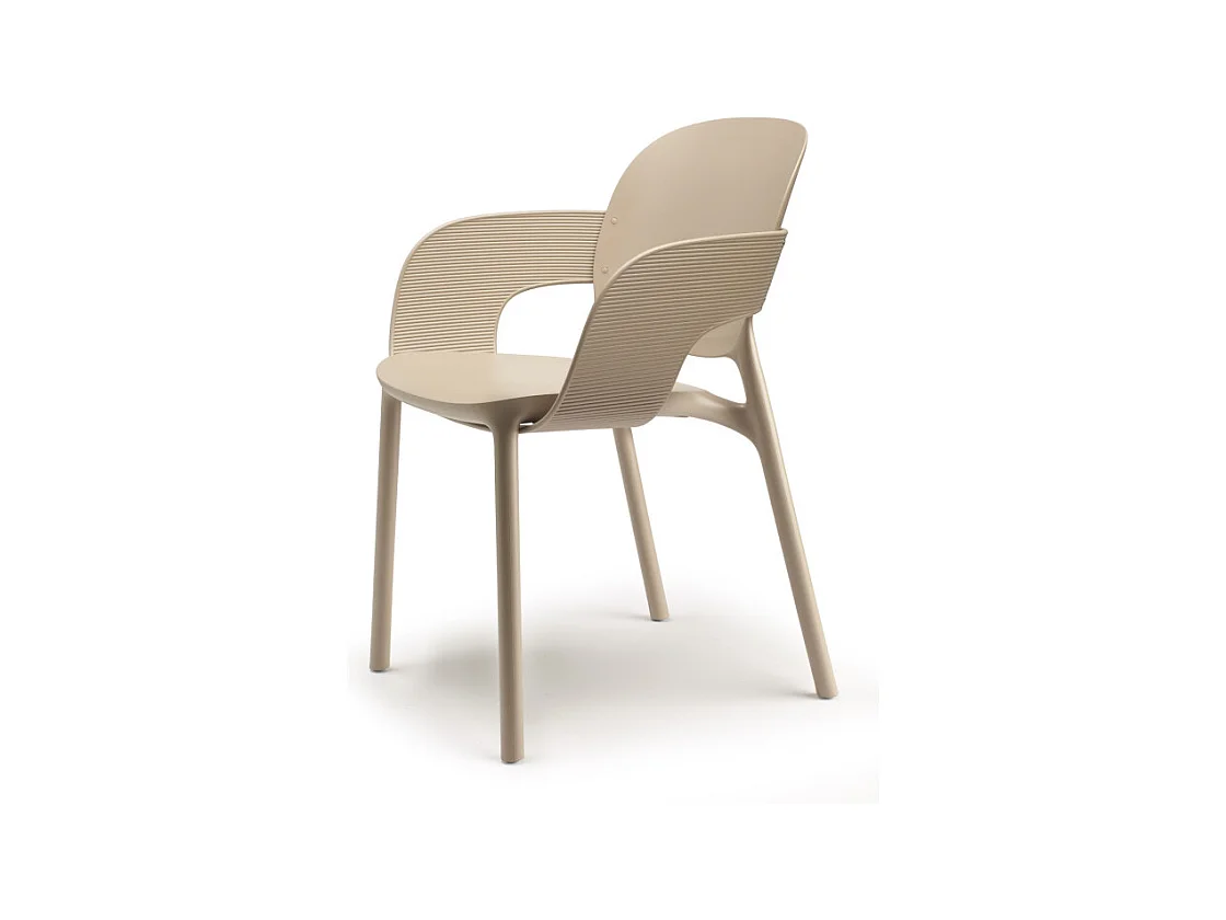 Lot de 2 - Chaise avec accoudoirs outdoor indoor en plastique recyclé HUG