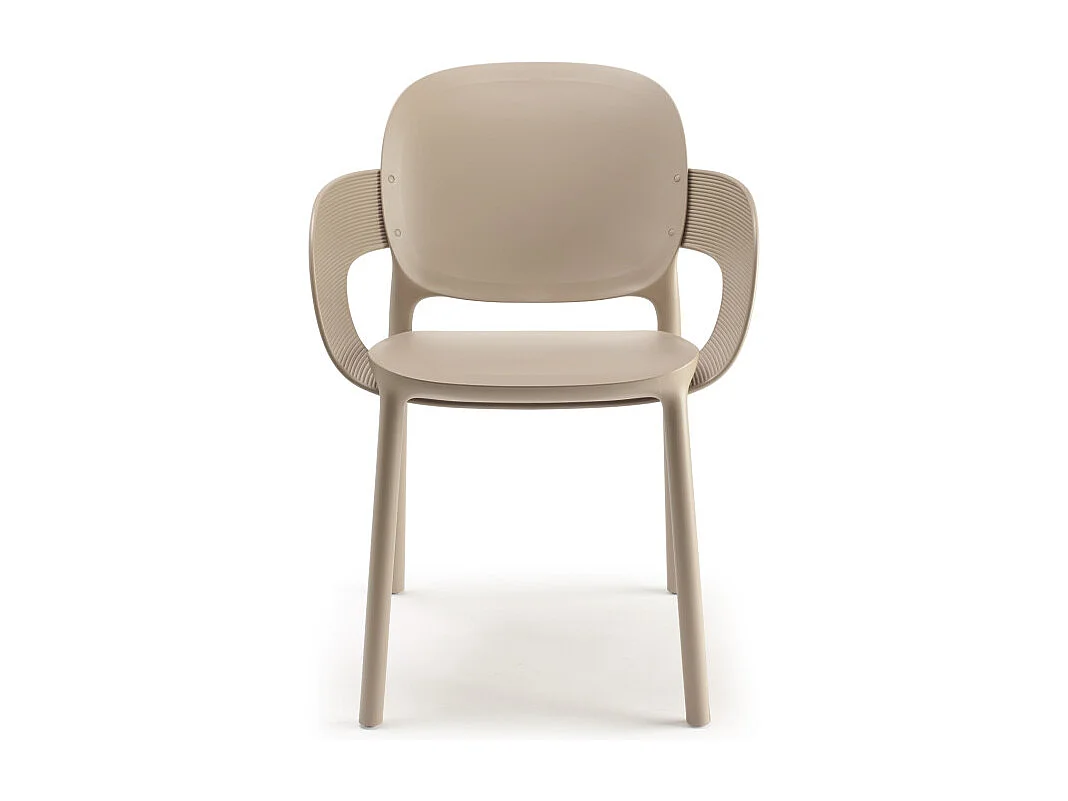 Lot de 2 - Chaise avec accoudoirs outdoor indoor en plastique recyclé HUG
