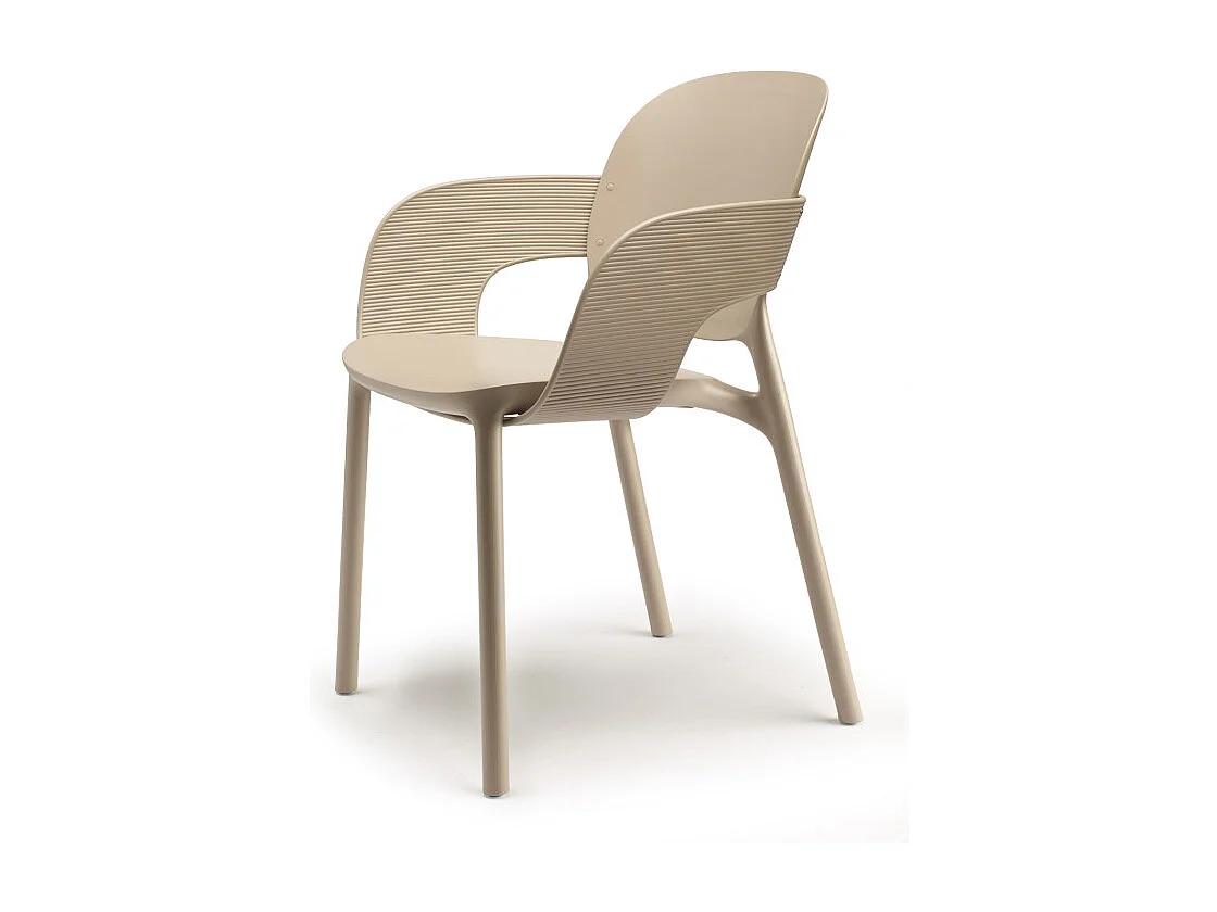 Lot de 2 - Chaise avec accoudoirs outdoor indoor en plastique recyclé HUG