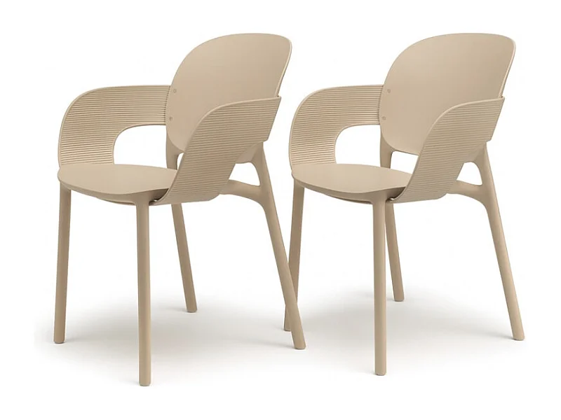 Lot de 2 - Chaise avec accoudoirs outdoor indoor en plastique recyclé HUG
