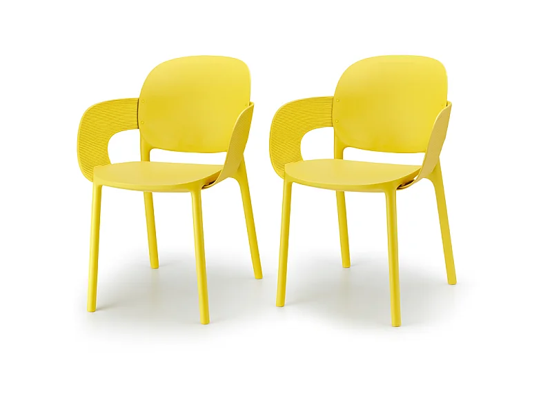 Lot de 2 - Chaise avec accoudoirs outdoor indoor en plastique recyclé HUG
