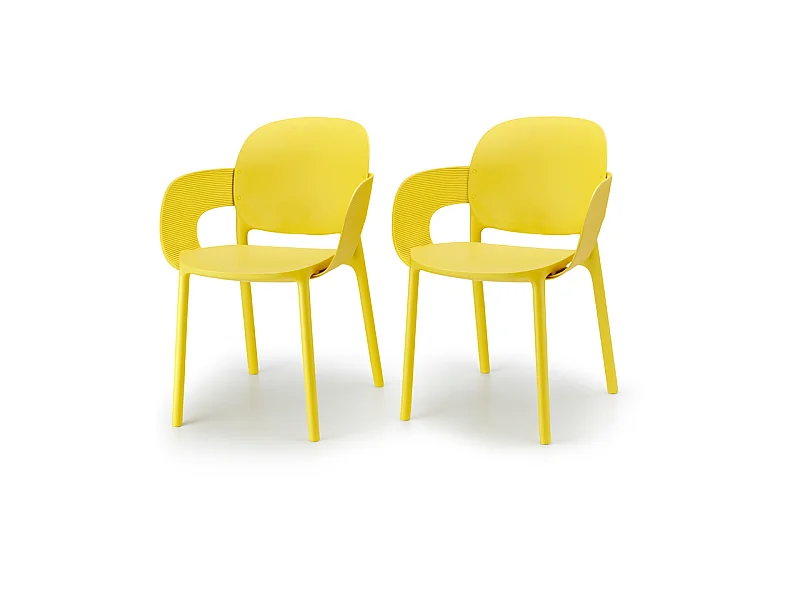 Lot de 2 - Chaise avec accoudoirs outdoor indoor en plastique recyclé HUG
