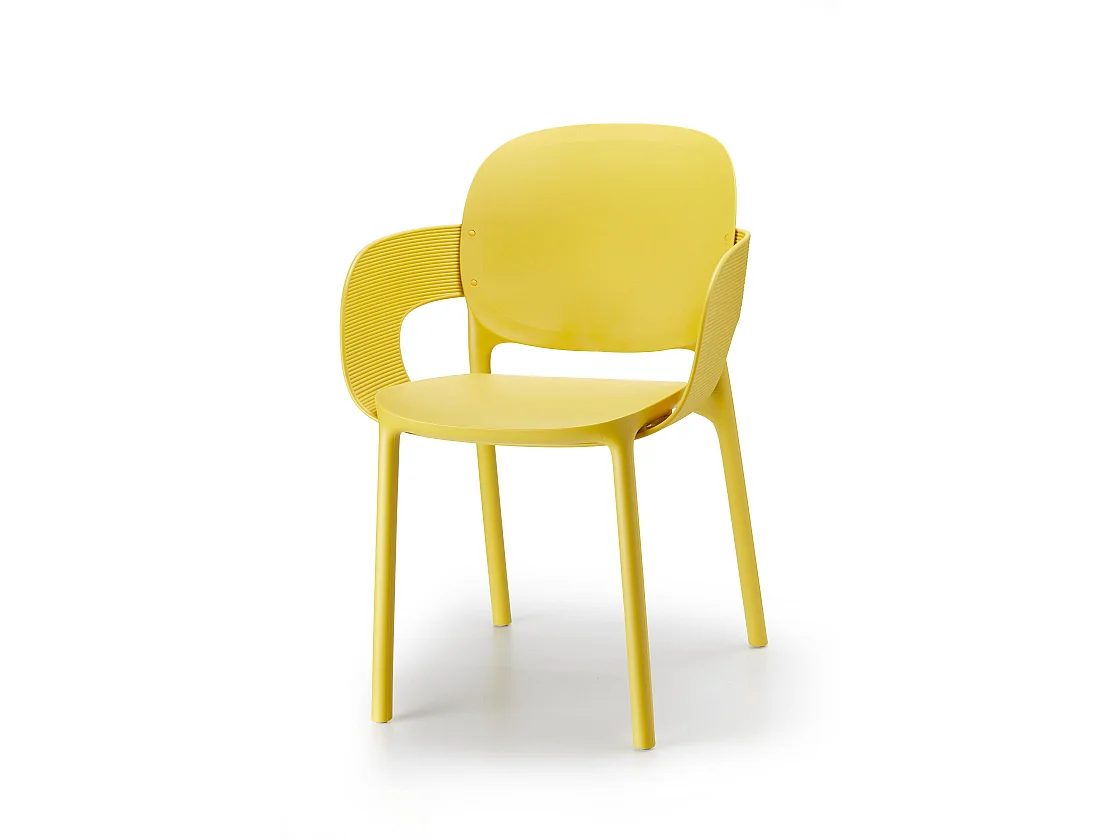 Lot de 2 - Chaise avec accoudoirs outdoor indoor en plastique recyclé HUG
