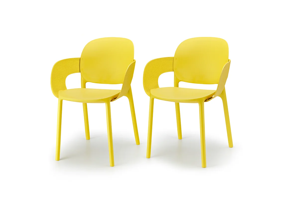 Lot de 2 - Chaise avec accoudoirs outdoor indoor en plastique recyclé HUG