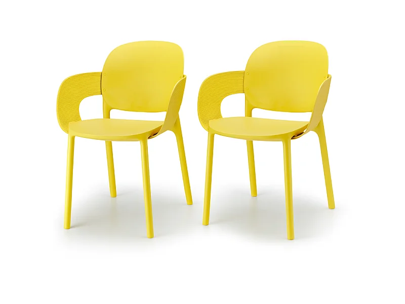 Lot de 2 - Chaise avec accoudoirs outdoor indoor en plastique recyclé HUG