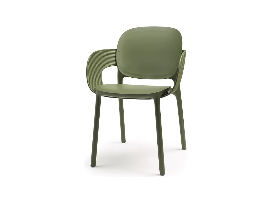 Lot de 2 - Chaise avec accoudoirs outdoor indoor en plastique recyclé HUG