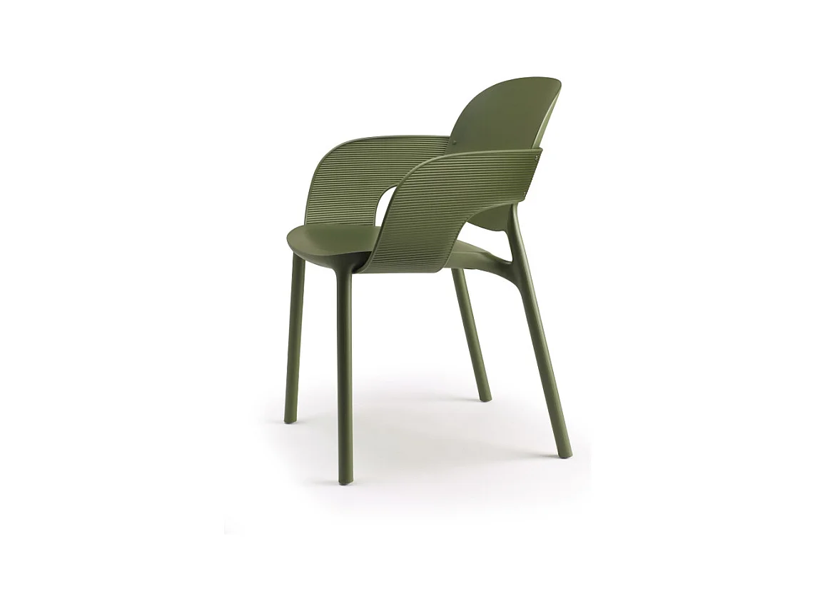 Lot de 2 - Chaise avec accoudoirs outdoor indoor en plastique recyclé HUG