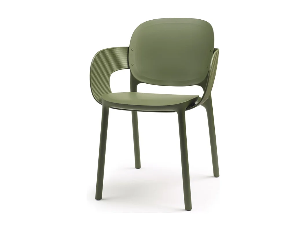 Lot de 2 - Chaise avec accoudoirs outdoor indoor en plastique recyclé HUG