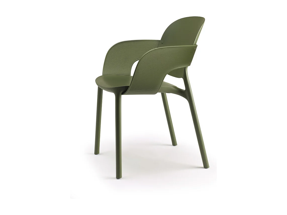 Lot de 2 - Chaise avec accoudoirs outdoor indoor en plastique recyclé HUG