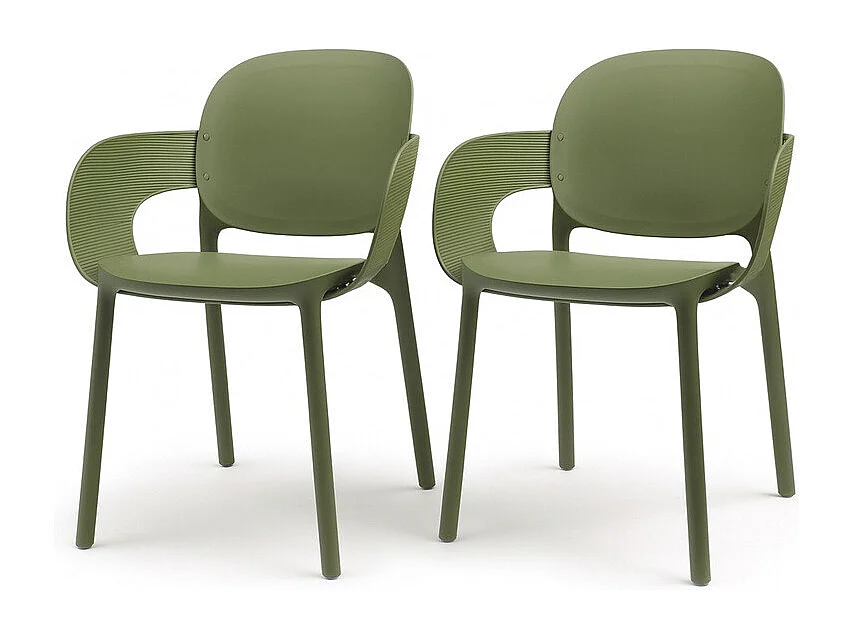 Lot de 2 - Chaise avec accoudoirs outdoor indoor en plastique recyclé HUG