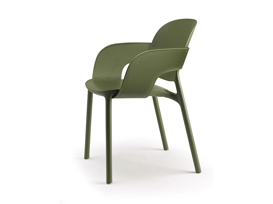 Lot de 2 - Chaise avec accoudoirs outdoor indoor en plastique recyclé HUG